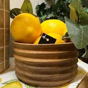 Hand-Turned Teak Wood Bowl